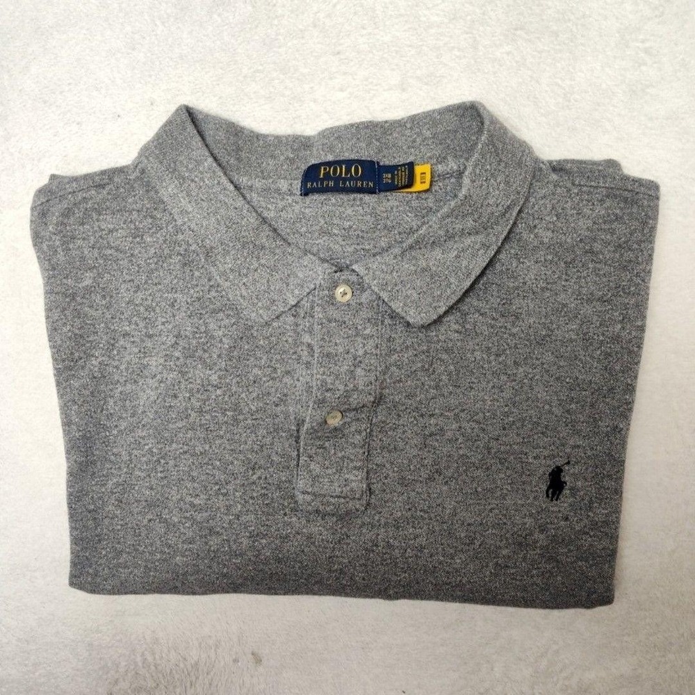 Polo Ralph Lauren Polo Shirt‎ Mens Big 3XB Gray Cotton Classic Collared Logo